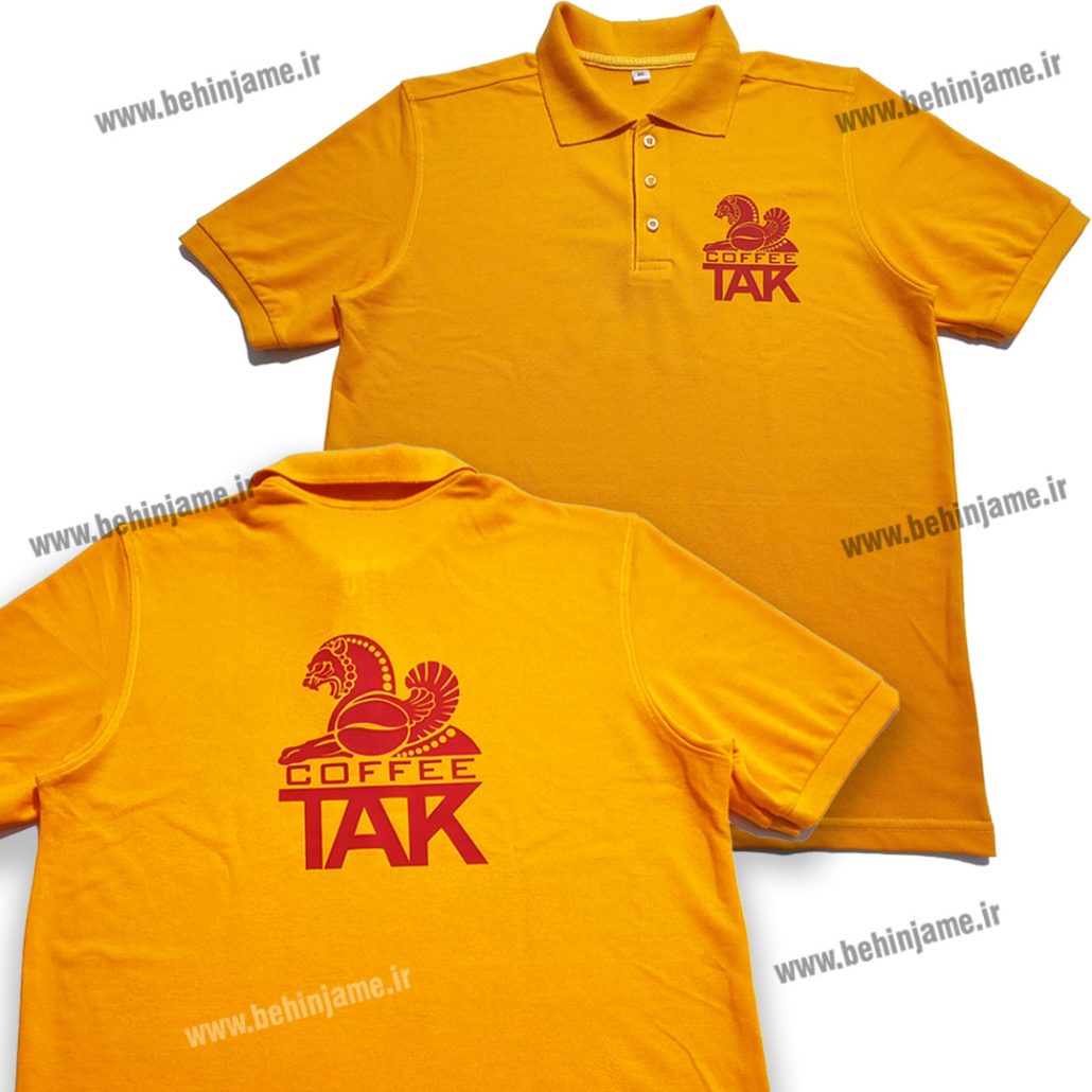 تیشرت تبلیغاتی زرد به سفارش تک کافی